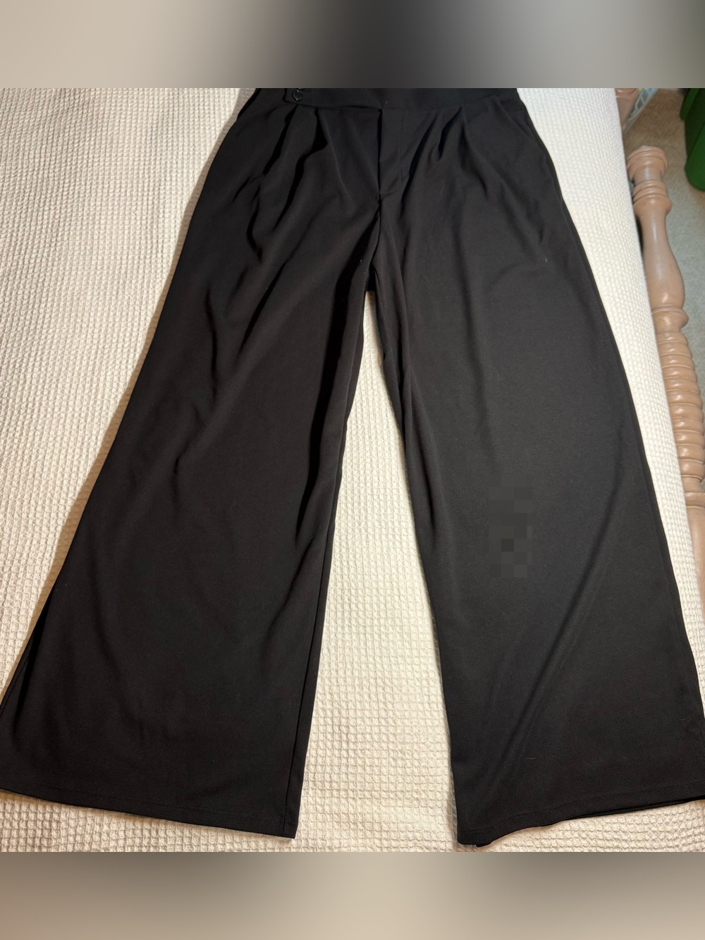 Halara XL Black Wide Leg Work Trousers High Waist Button Detail 29.5” Inseam